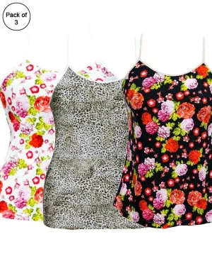 Pack of 3 Flowers Printed Fancy Casual Wear Camisole