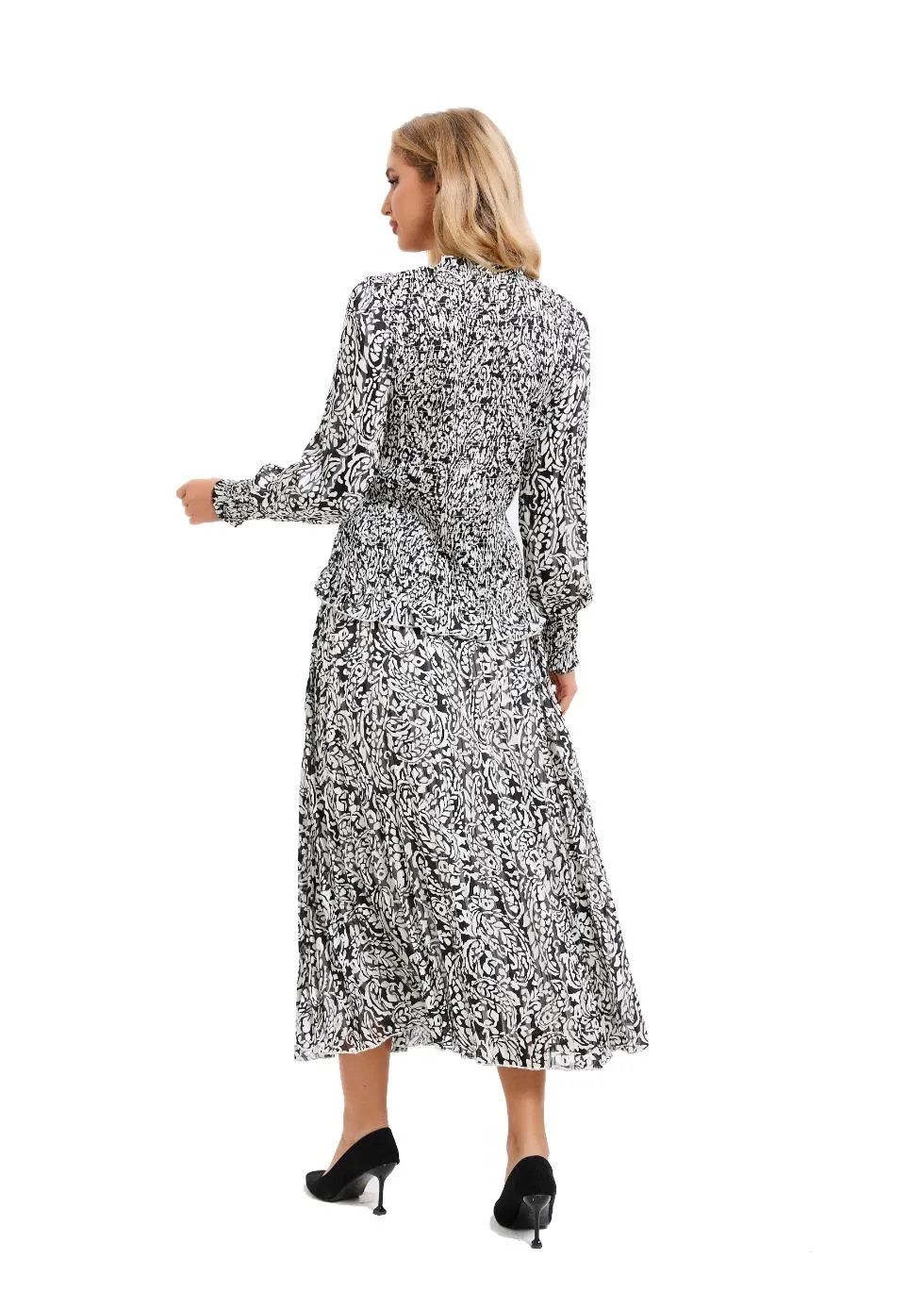 Paisley Monochrome Midi Two Piece Set