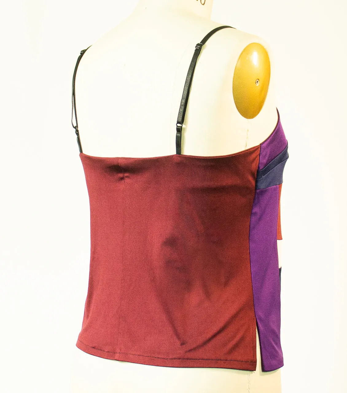 Patchwork Medium Silk Knit Camisole Burgundy