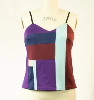 Patchwork Medium Silk Knit Camisole Burgundy