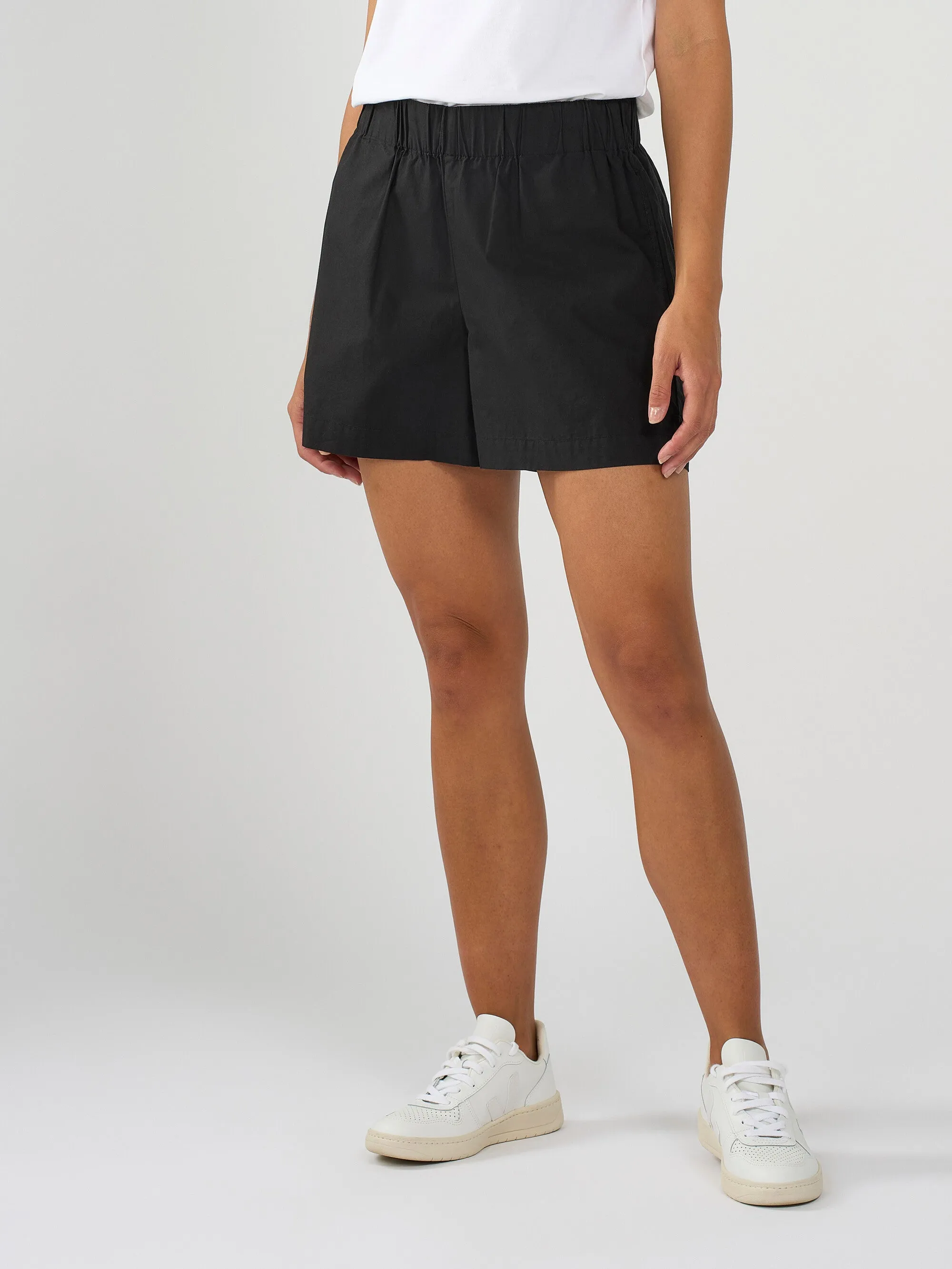 Poplin elastic waist shorts - Black Jet