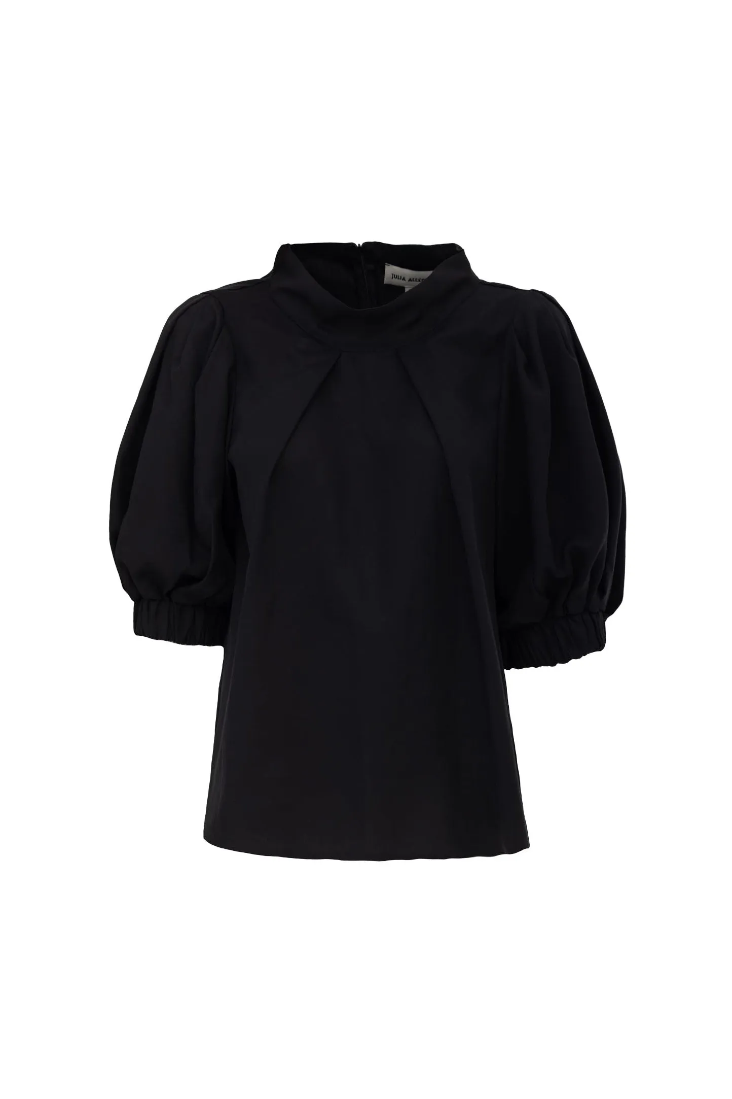 Puff Short-Sleeve Blouse Black