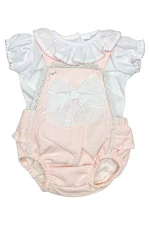 "Maisie" Pink Dungaree Romper Set