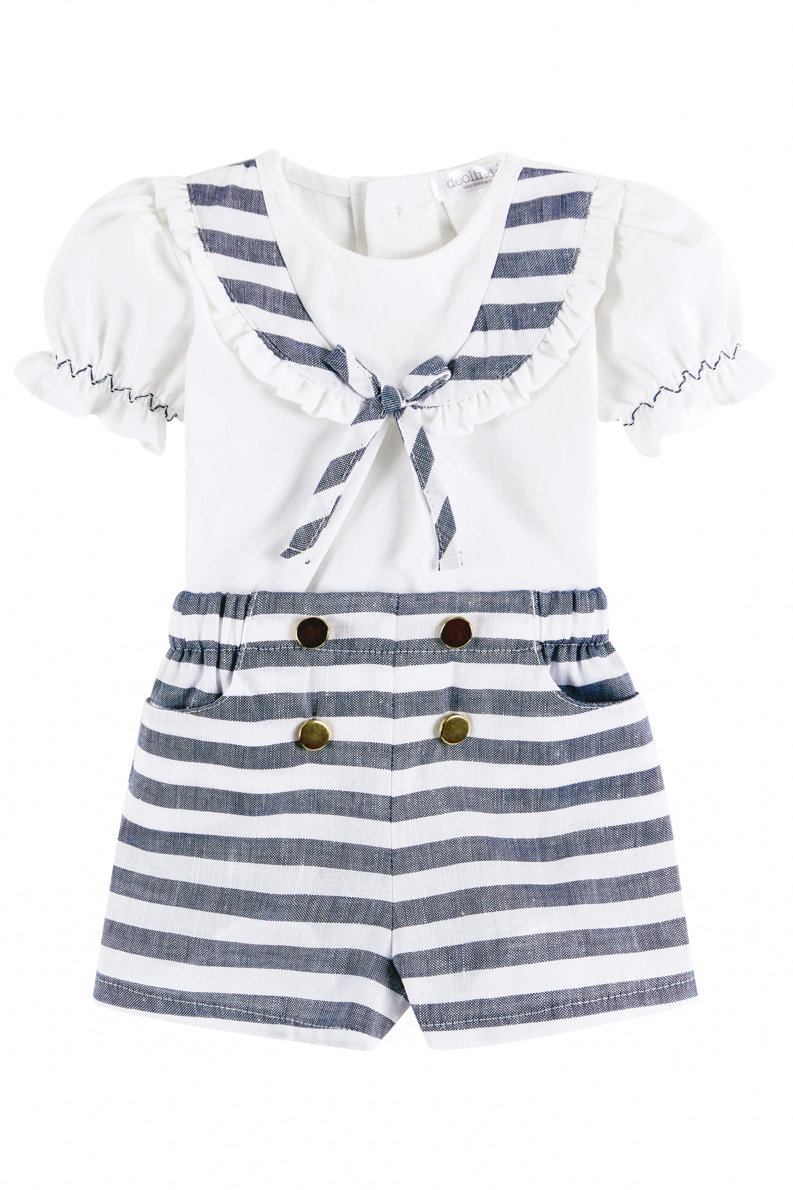 "Margot" Sailor Blouse & Navy Striped Shorts