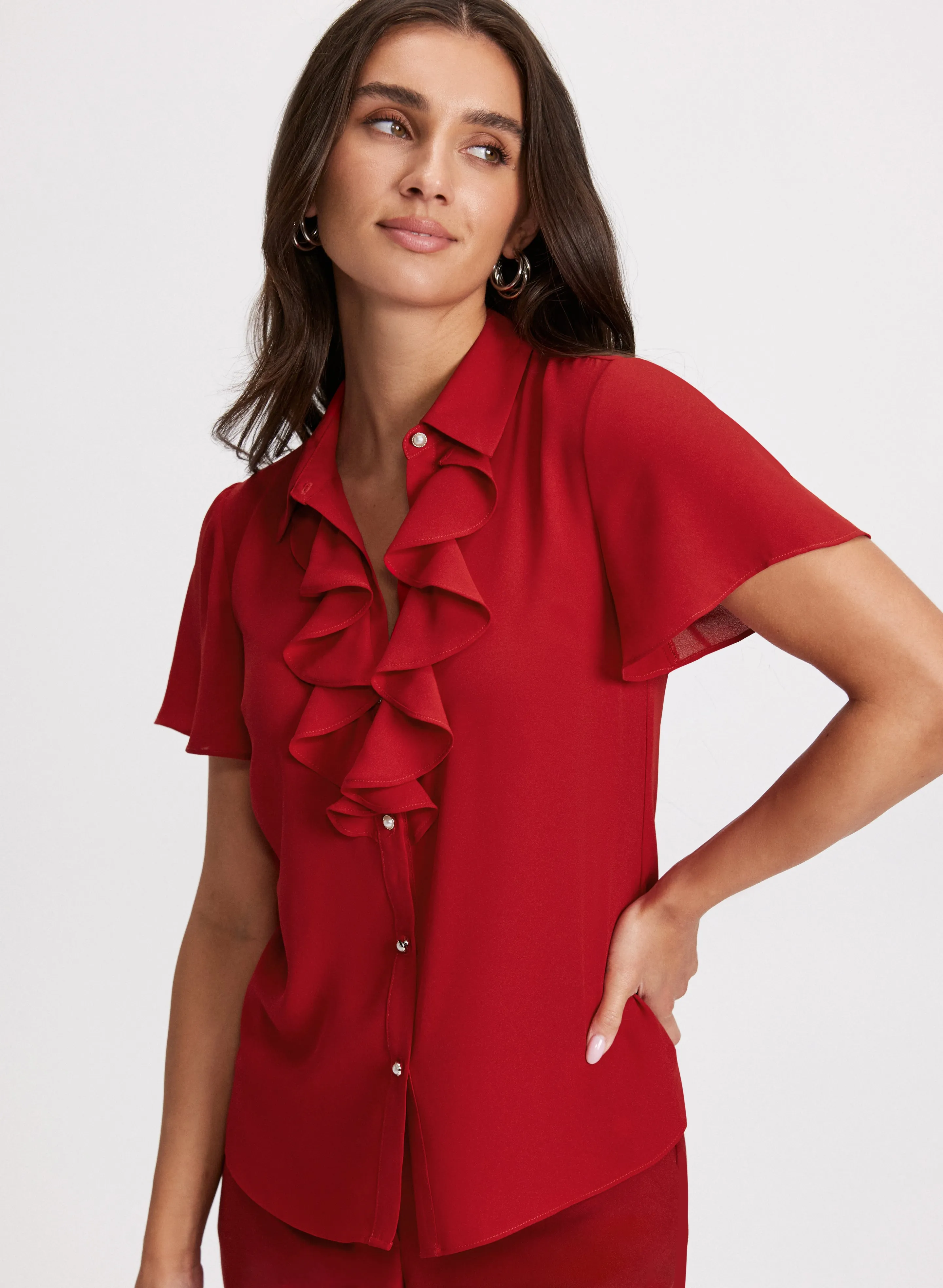 Ruffle Short Sleeve Blouse