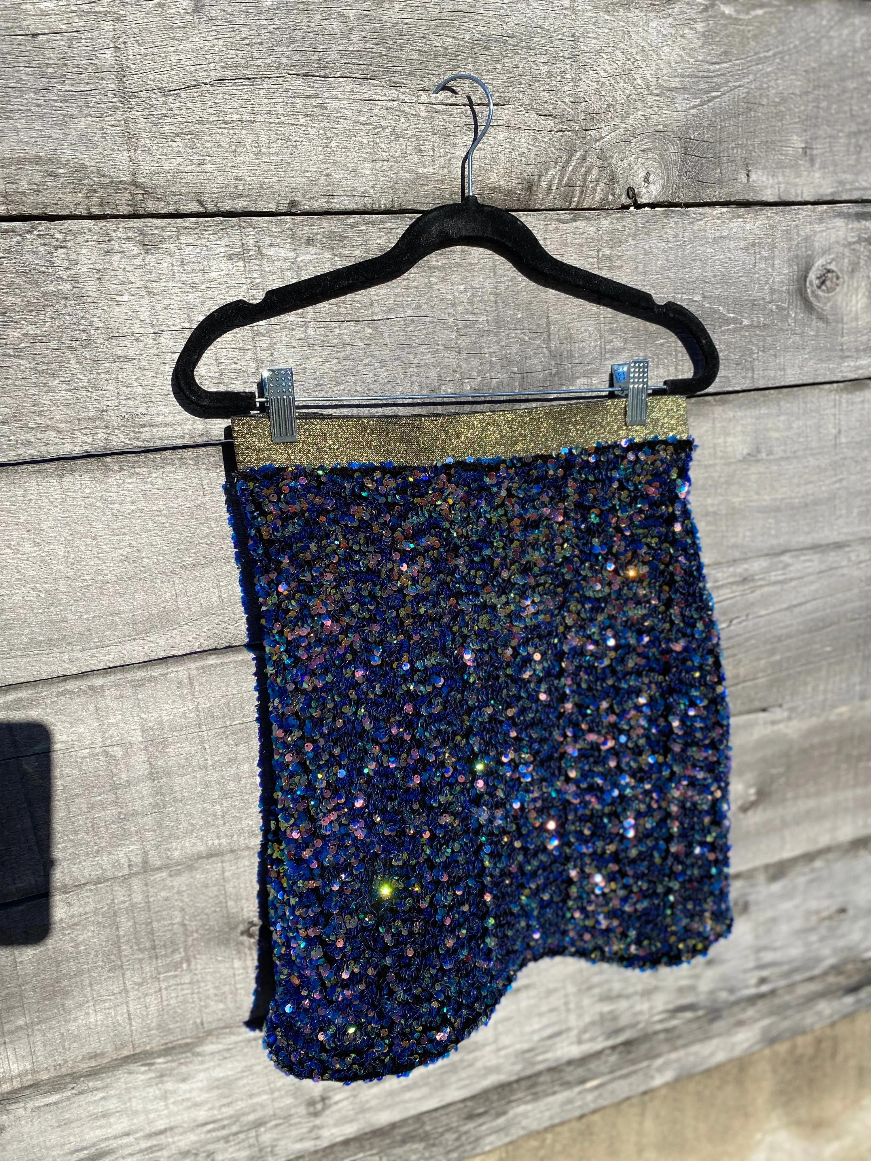 Sequin Velour Mini Skirt