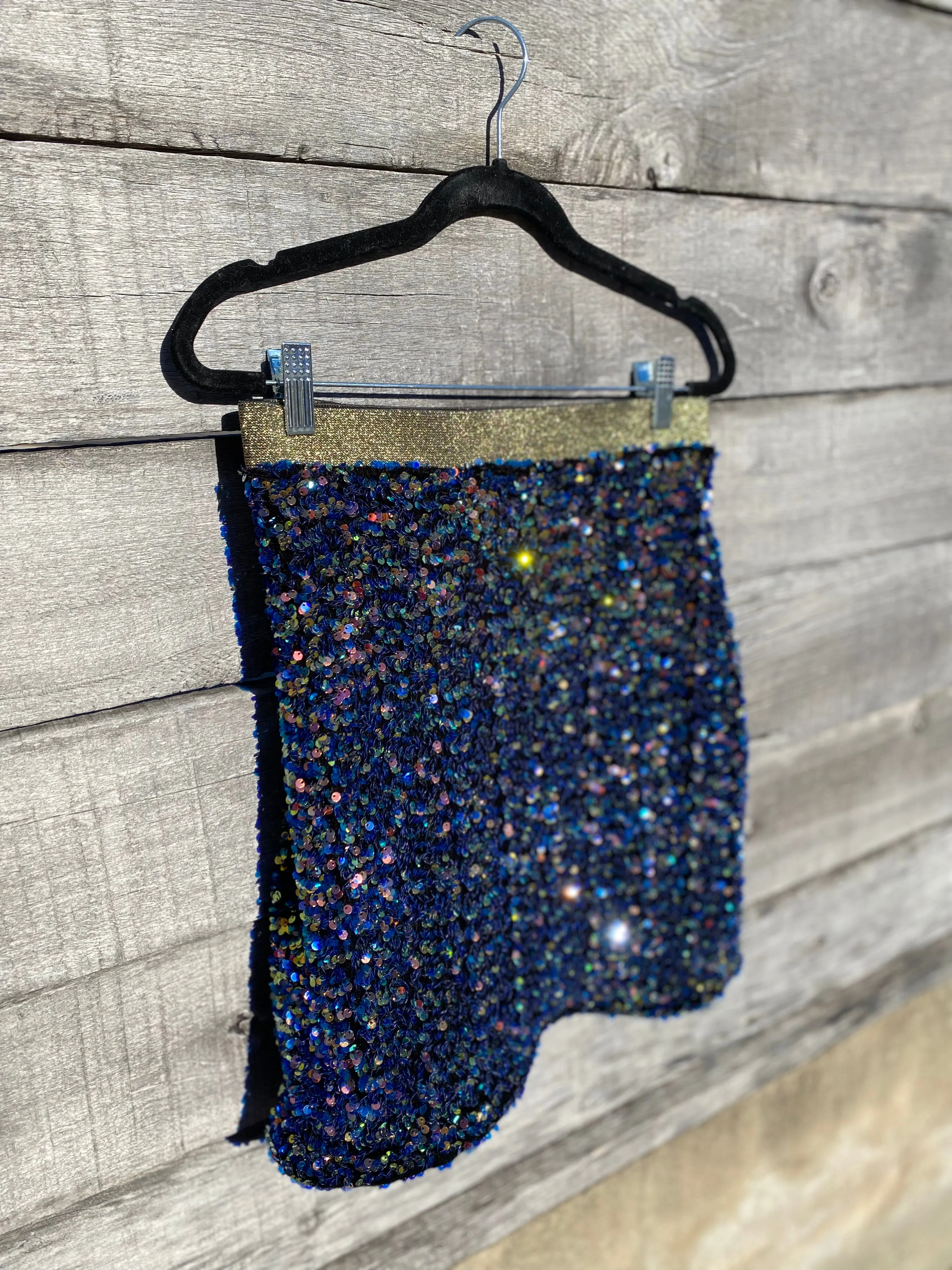 Sequin Velour Mini Skirt