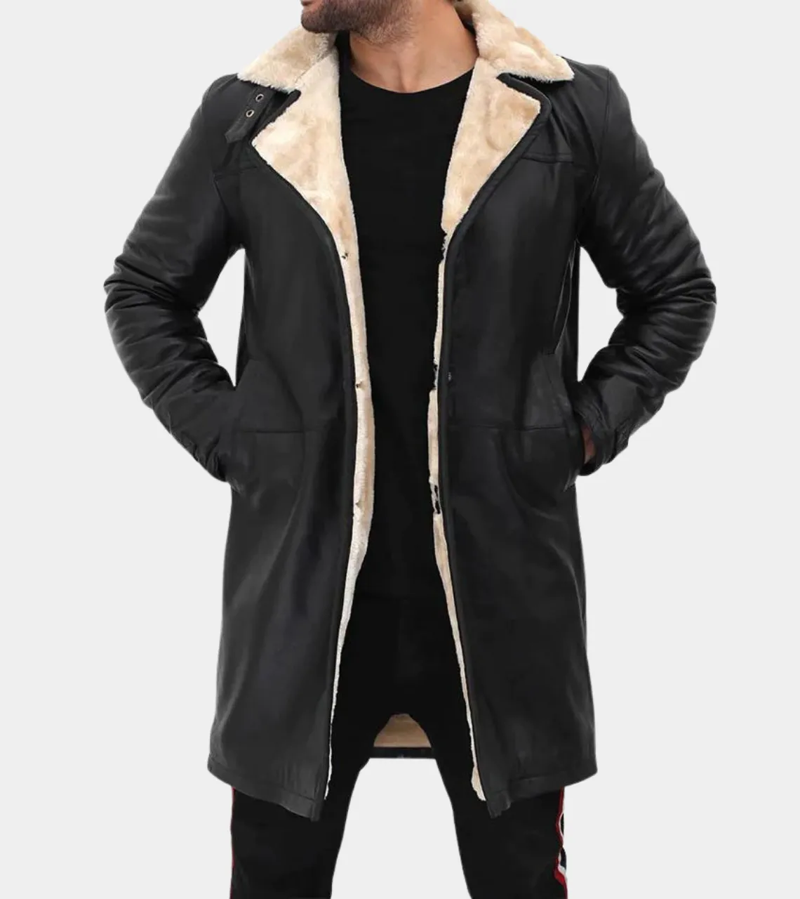 Shearling Lambskin Men's Leather Trench Coat