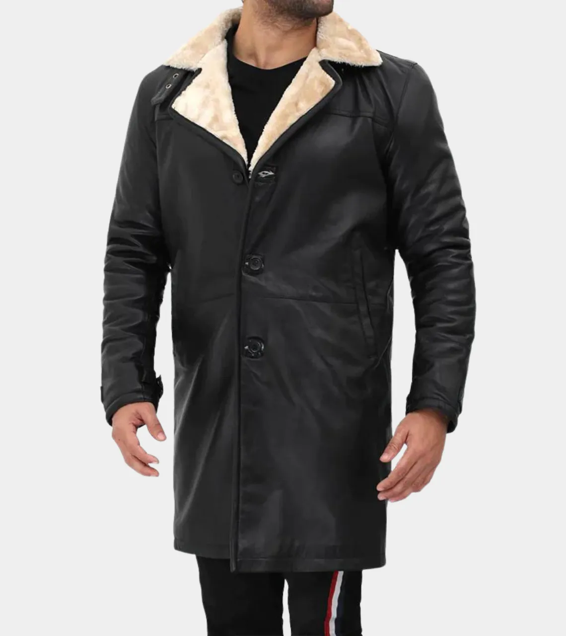 Shearling Lambskin Men's Leather Trench Coat