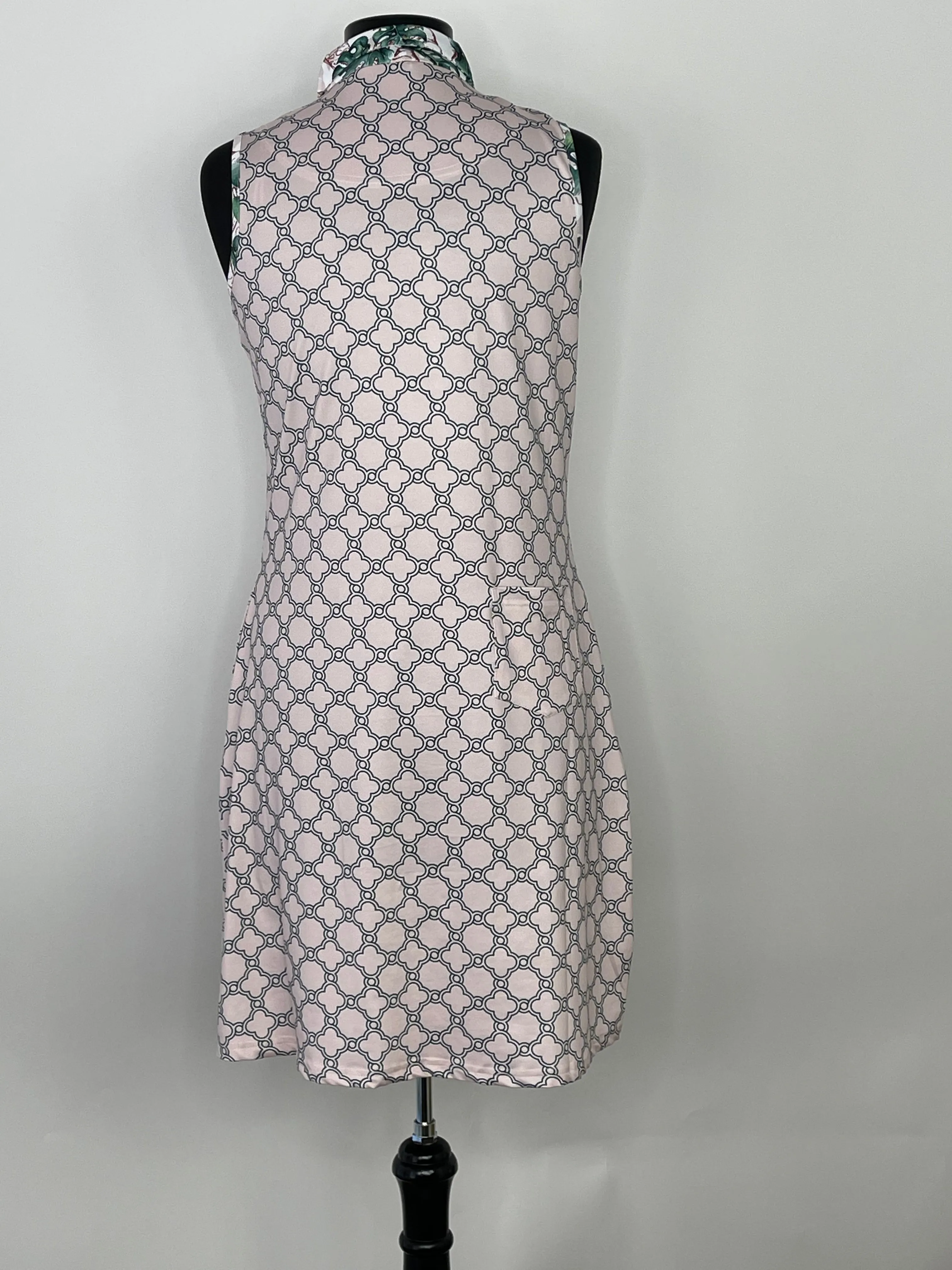 Sleeveless Dress with Zippered Collar - Millennial Pink