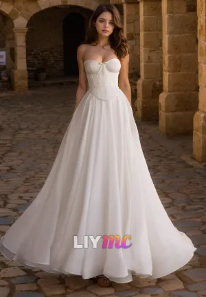 Sweetheart Sleeveless Pleated A-Line Wedding Dress