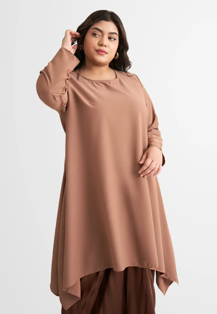 Syeera Long Elegant Raya Kurung Set - Brown