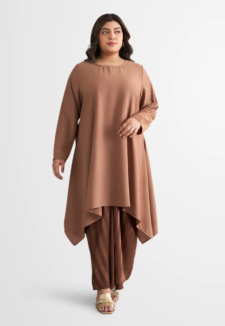 Syeera Long Elegant Raya Kurung Set - Brown