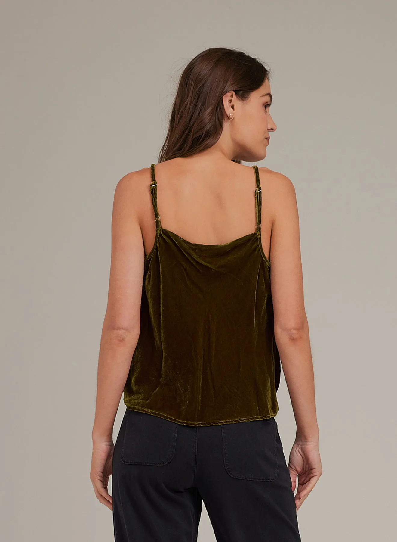 Velvet Cowl Neck Camisole - Olive Gold