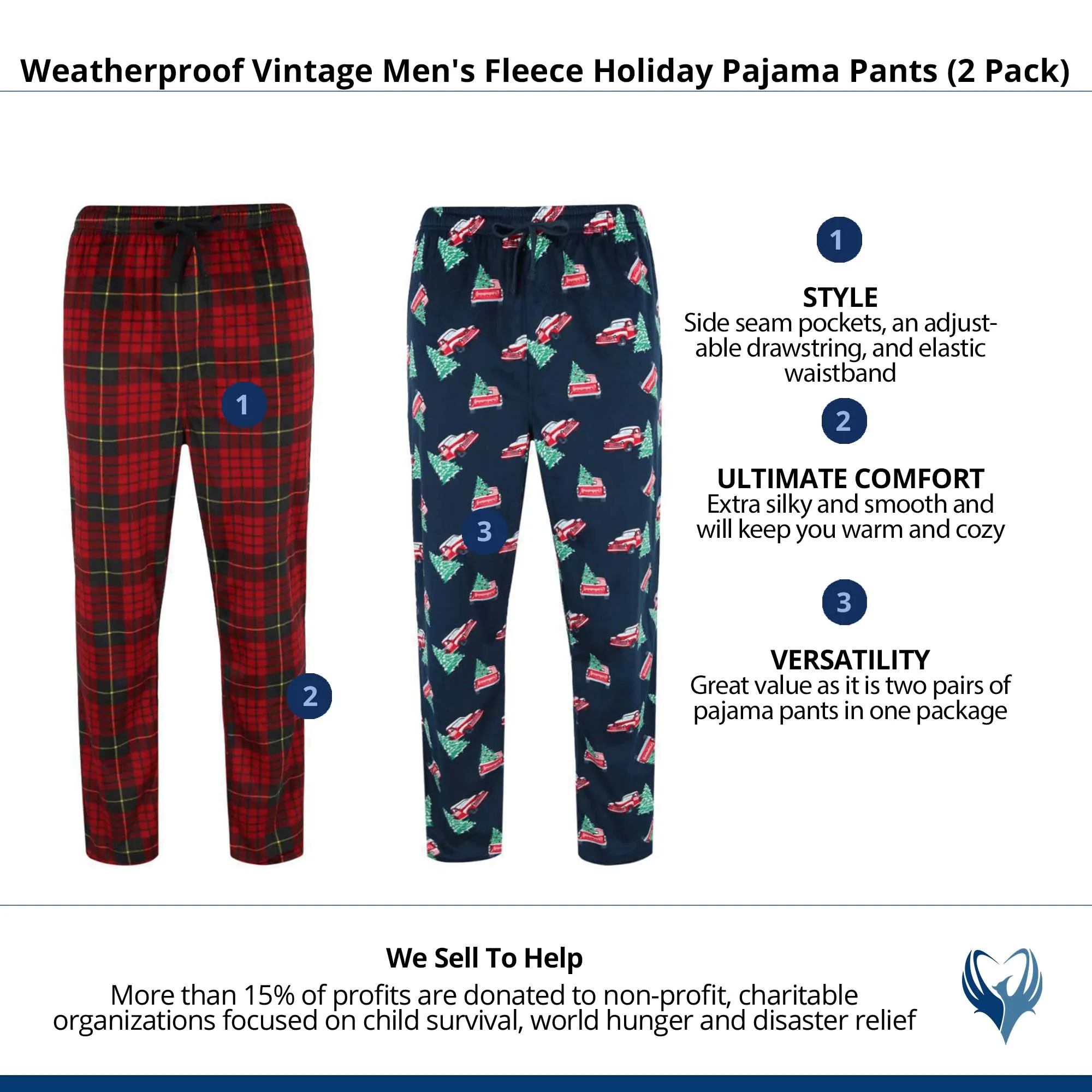 Weatherproof Vintage Men's Fleece Holiday Pajama Pants (2 Pack)