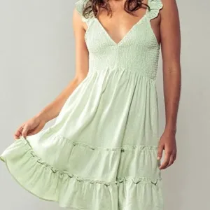 Women's Show Your Sweet Side Ruffled Dress in Aloe