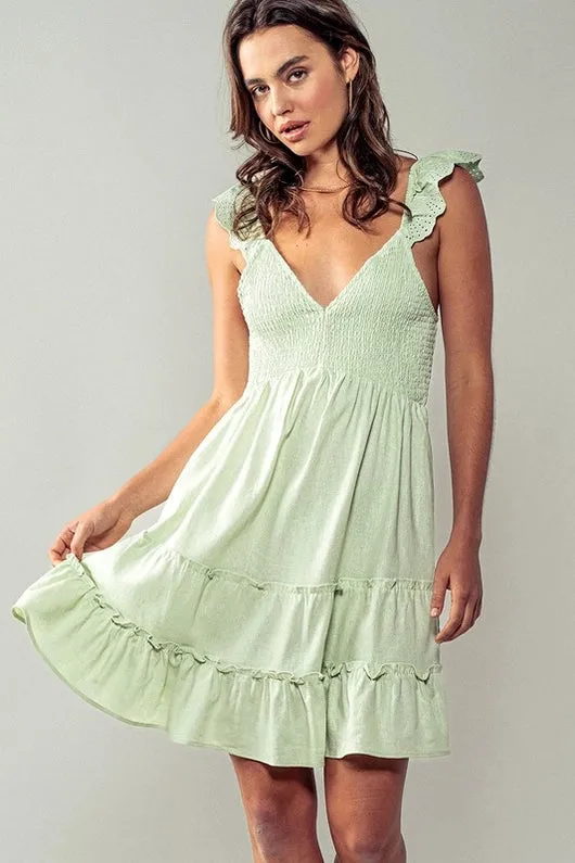 Women's Show Your Sweet Side Ruffled Dress in Aloe