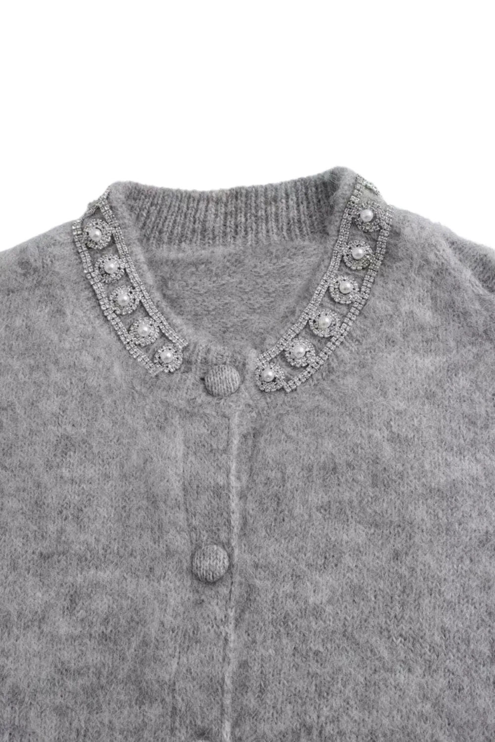 'Yuliana' Chic Imitation Pearls Knit Cardigan